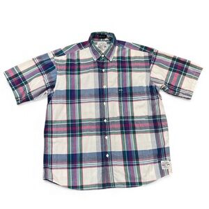 Vintage Men's Salty Dog Gant Short Sleeve Plaid Shirt 100% Cotton Size Medium